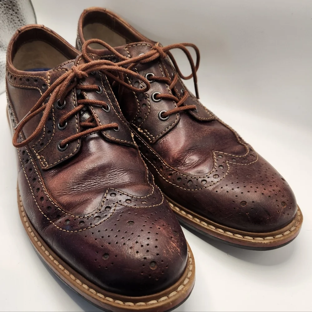 Bostonian Wingtip Brogue Oxford Men's 8 Brown Leather Lace Up Dress‎ Shoe Derby